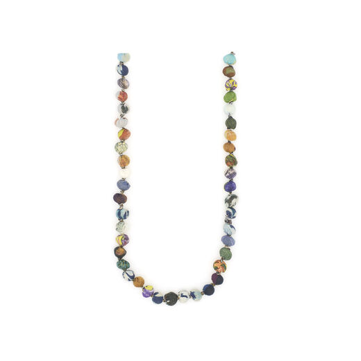 Multicoloured silk bead necklace